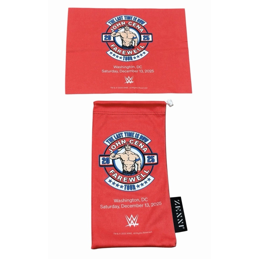 NEW WWE John‎ Cena Farewell Tour Glasses Bag Case & Cleaning Cloth 12/13/25 DC